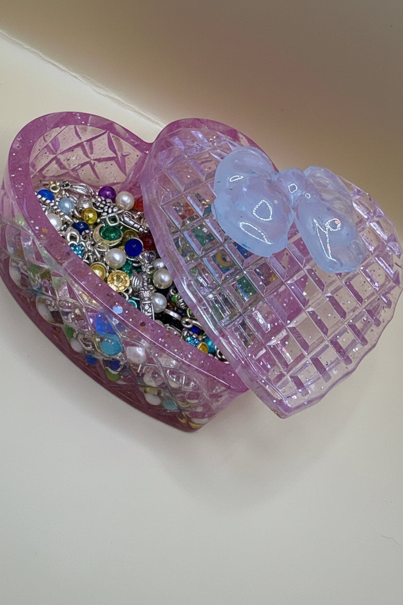 Polly pocket inspired mini heart shaped trinket box