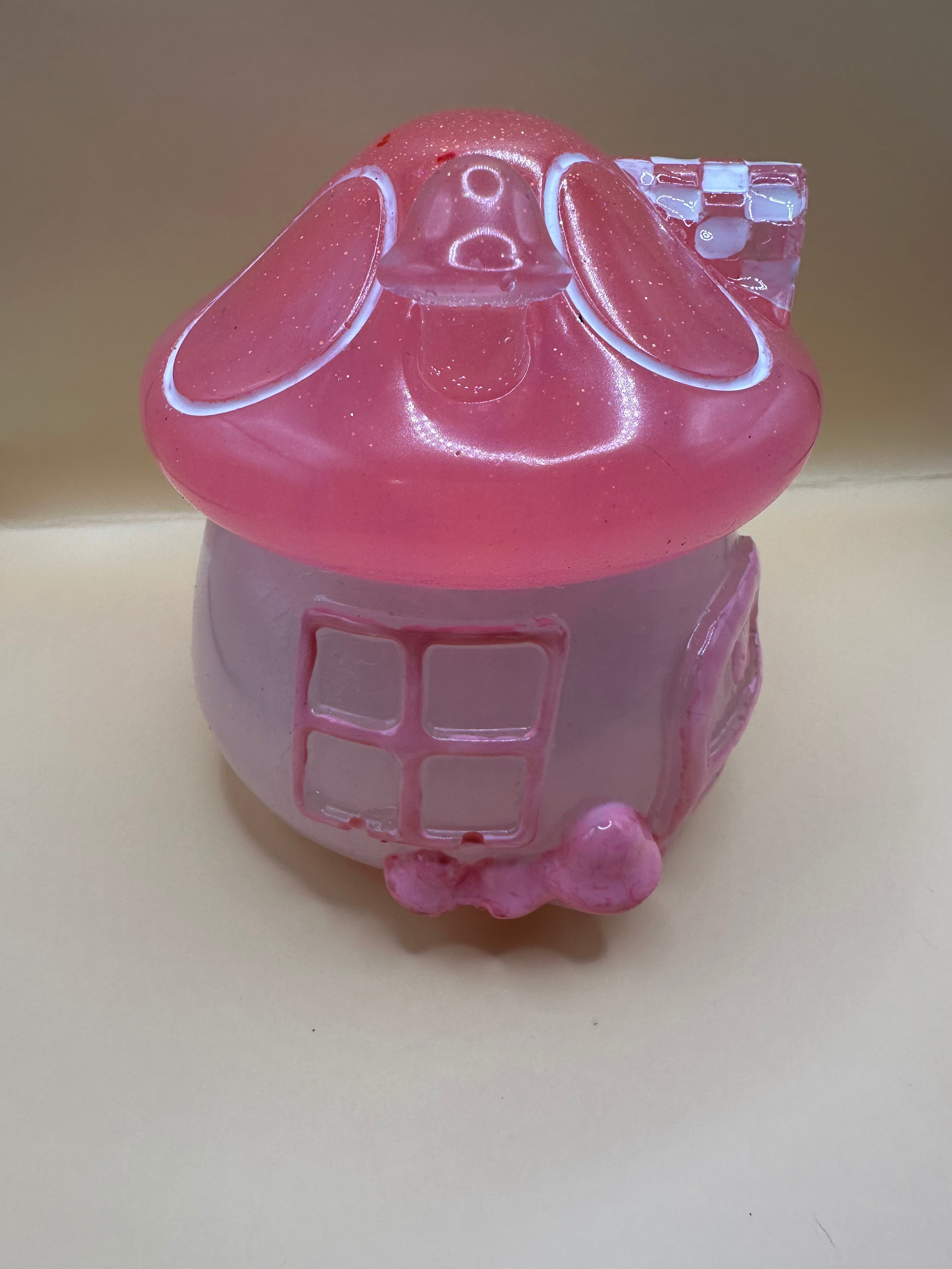 Mushroom cottage house trinket jar