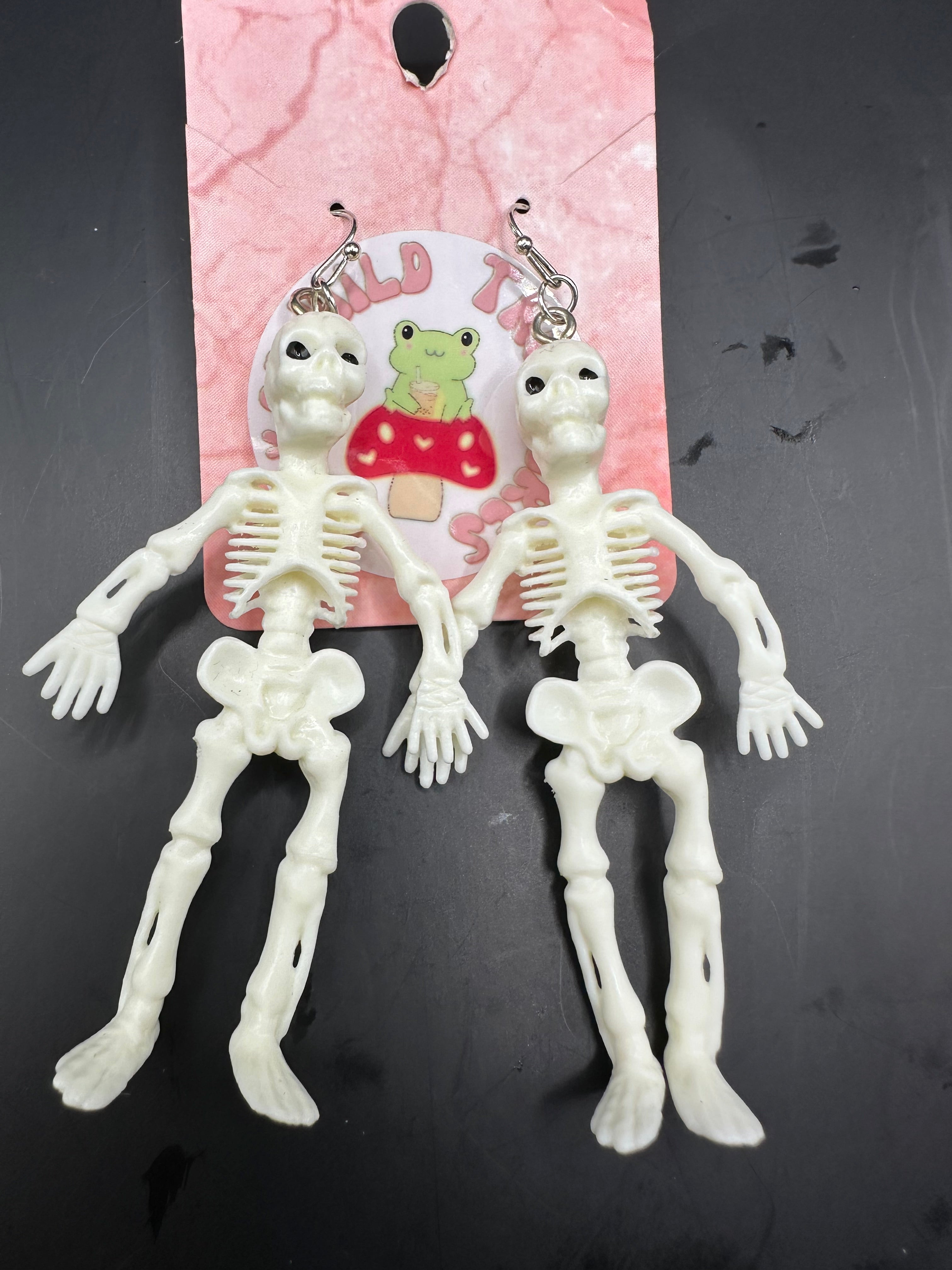 Halloween skeleton quirky dangly earring
