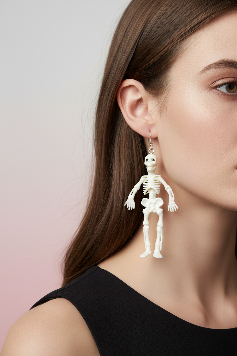 Halloween skeleton quirky dangly earring