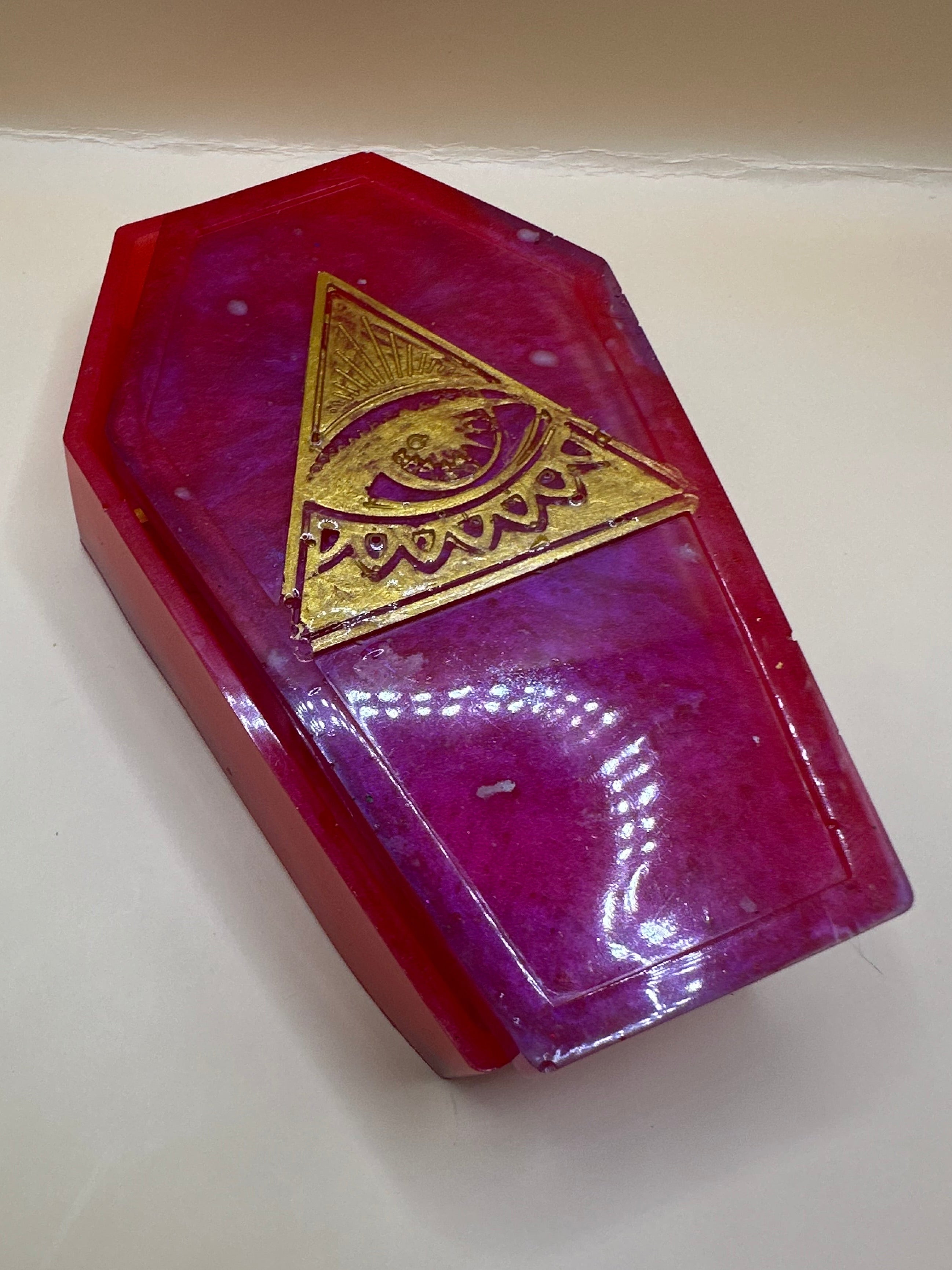 Handmade resin coffin trinket jar