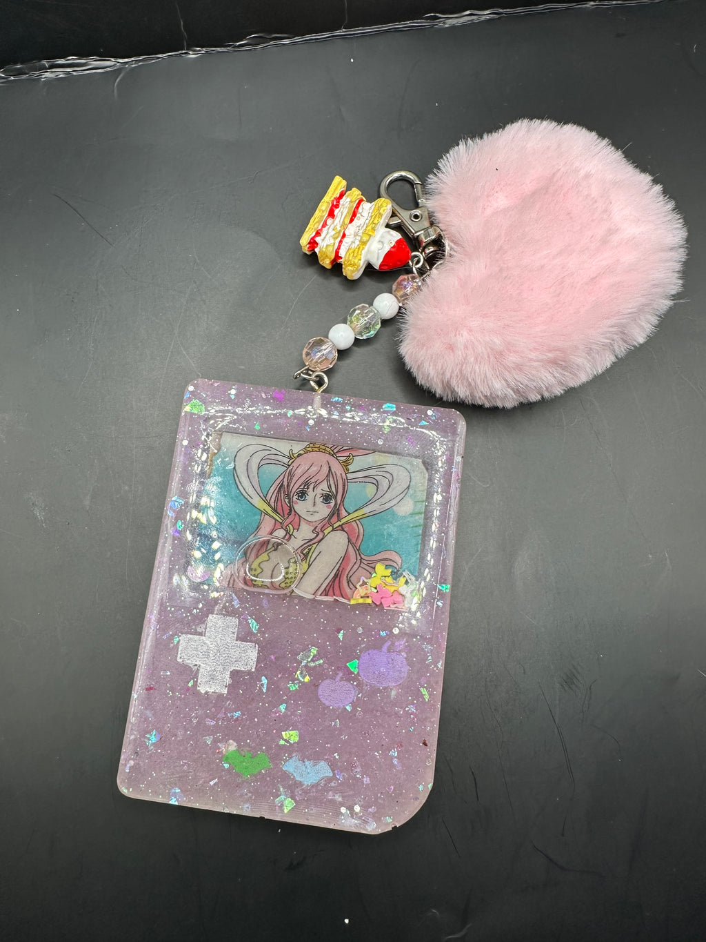 Shirahoshi one piece handmade shaker keychain purse charm gameboy