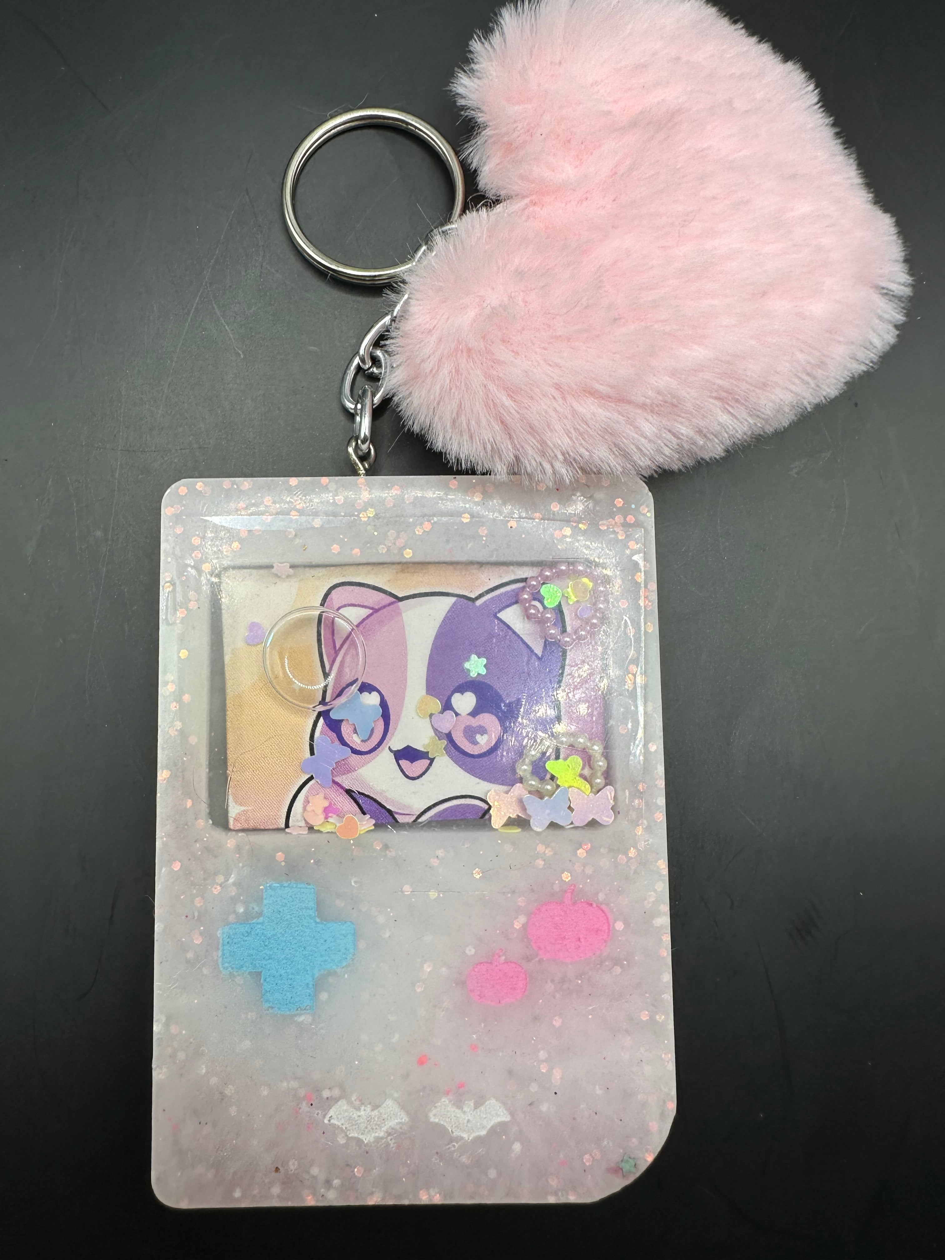 Kawaii cat shaker purse keychain charm handmade