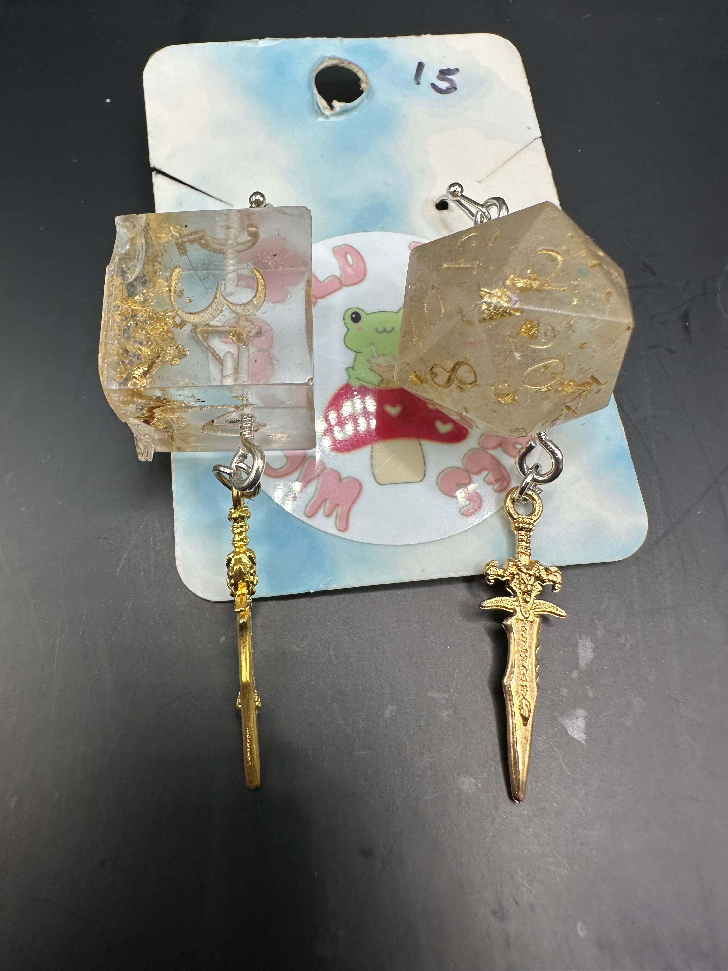 DnD slice n dice dagger earrings