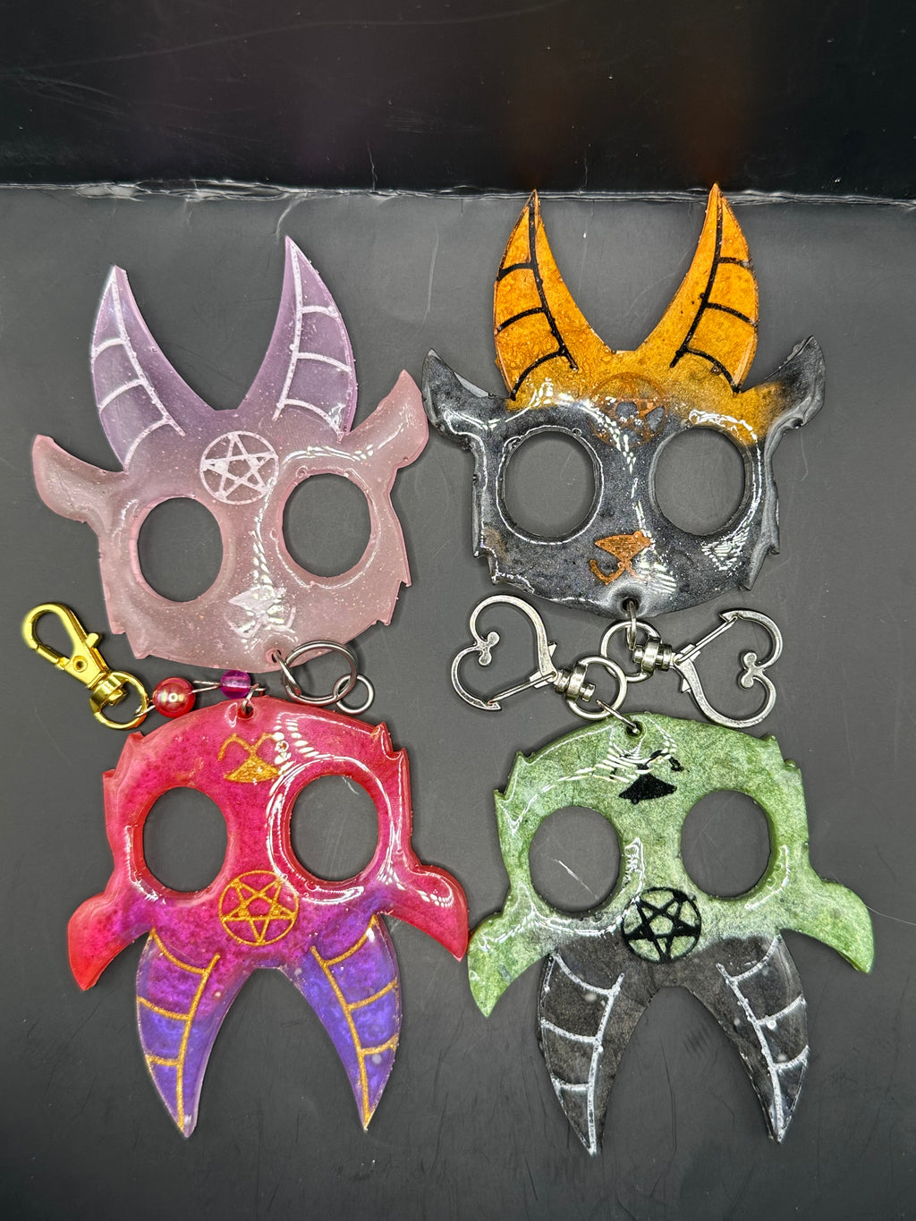 Baphomet self defense handmade resin keychain