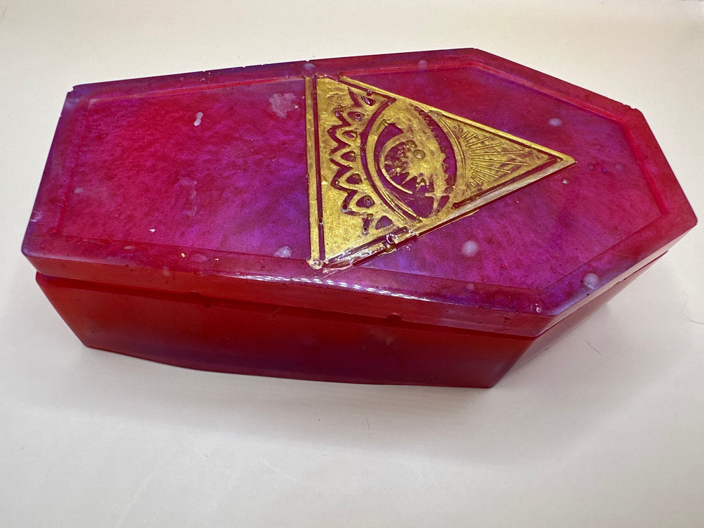 Handmade resin coffin trinket jar