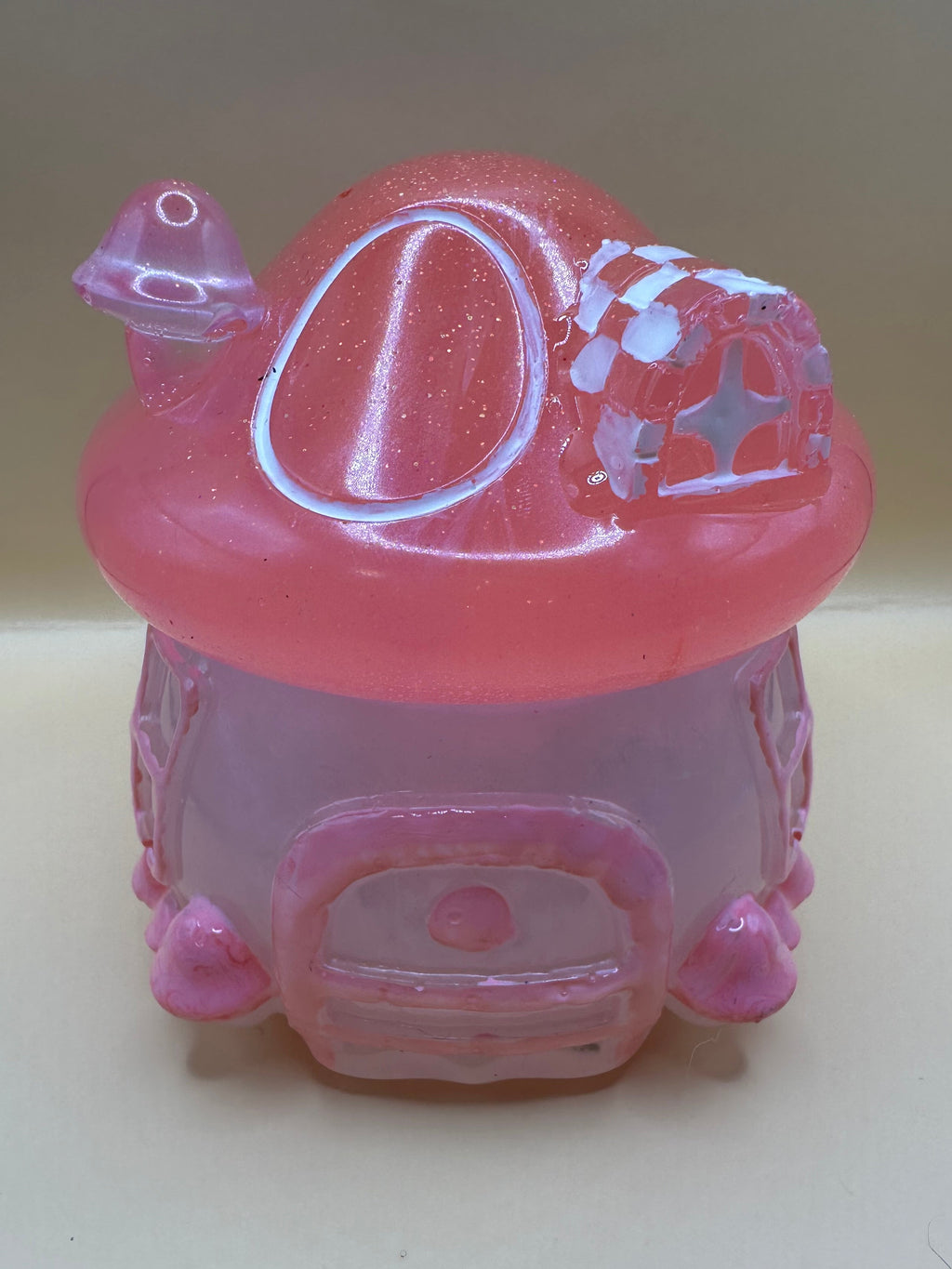 Mushroom cottage house trinket jar