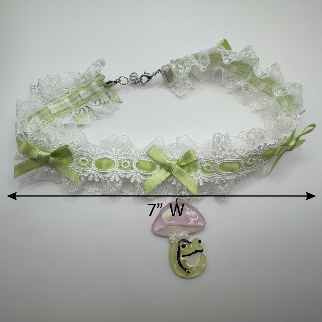 Cottagecore frog ribbon choker