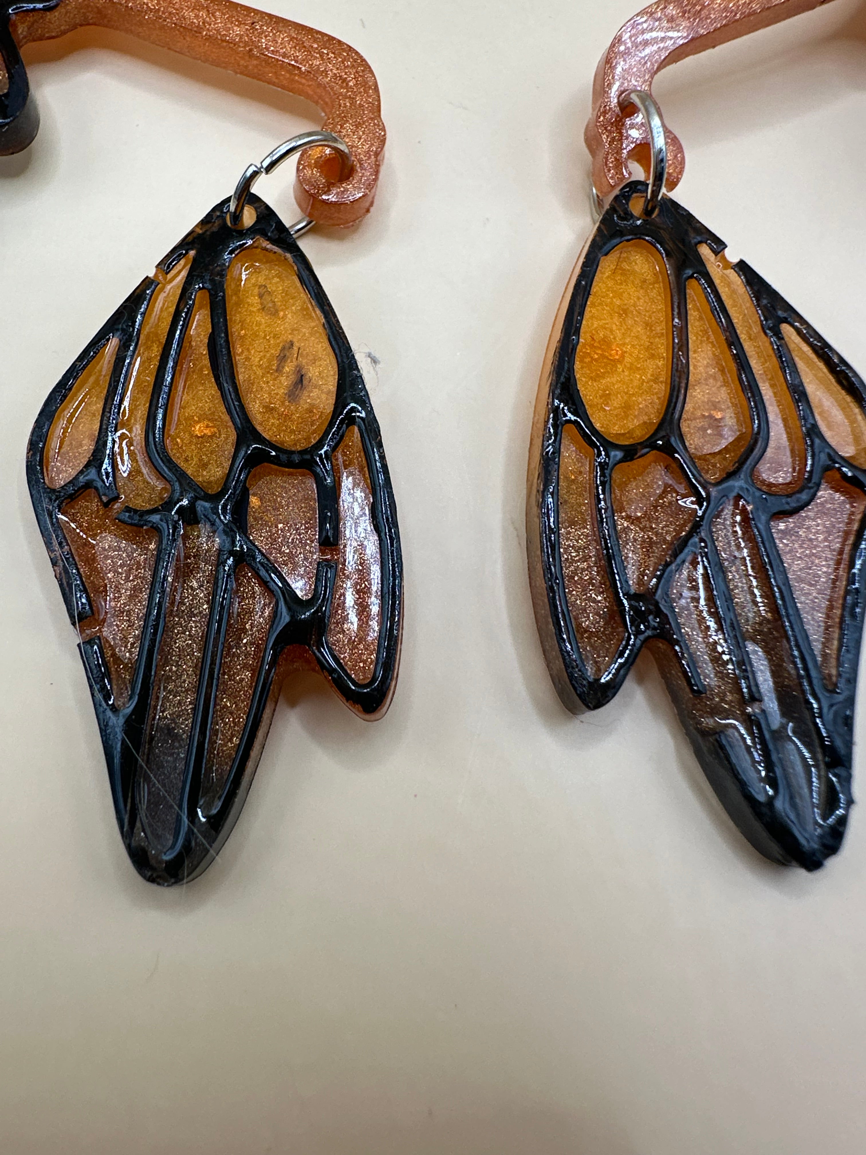 Monarch butterfly handmade resin fae ear cuffs