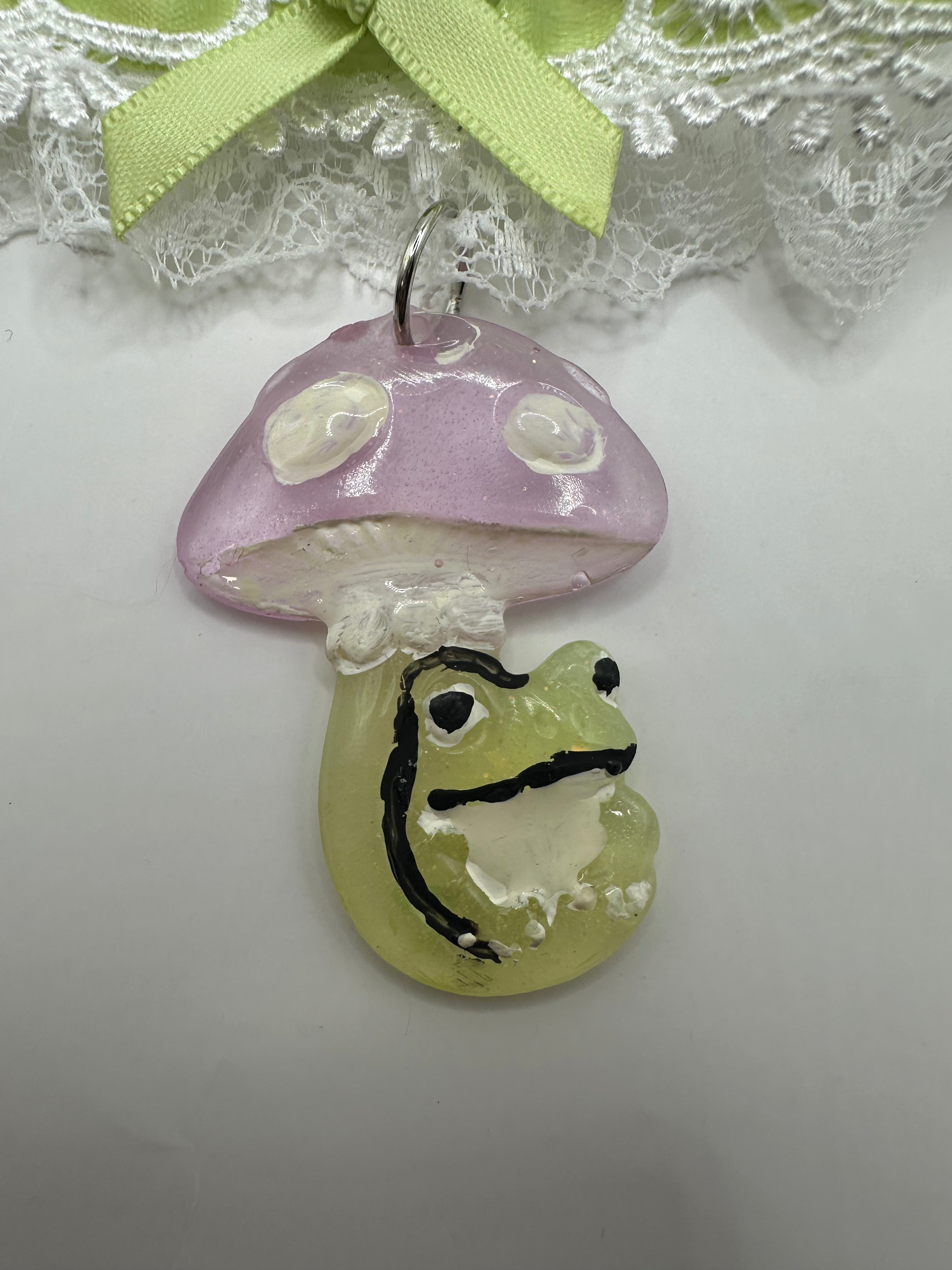 Cottagecore frog ribbon choker