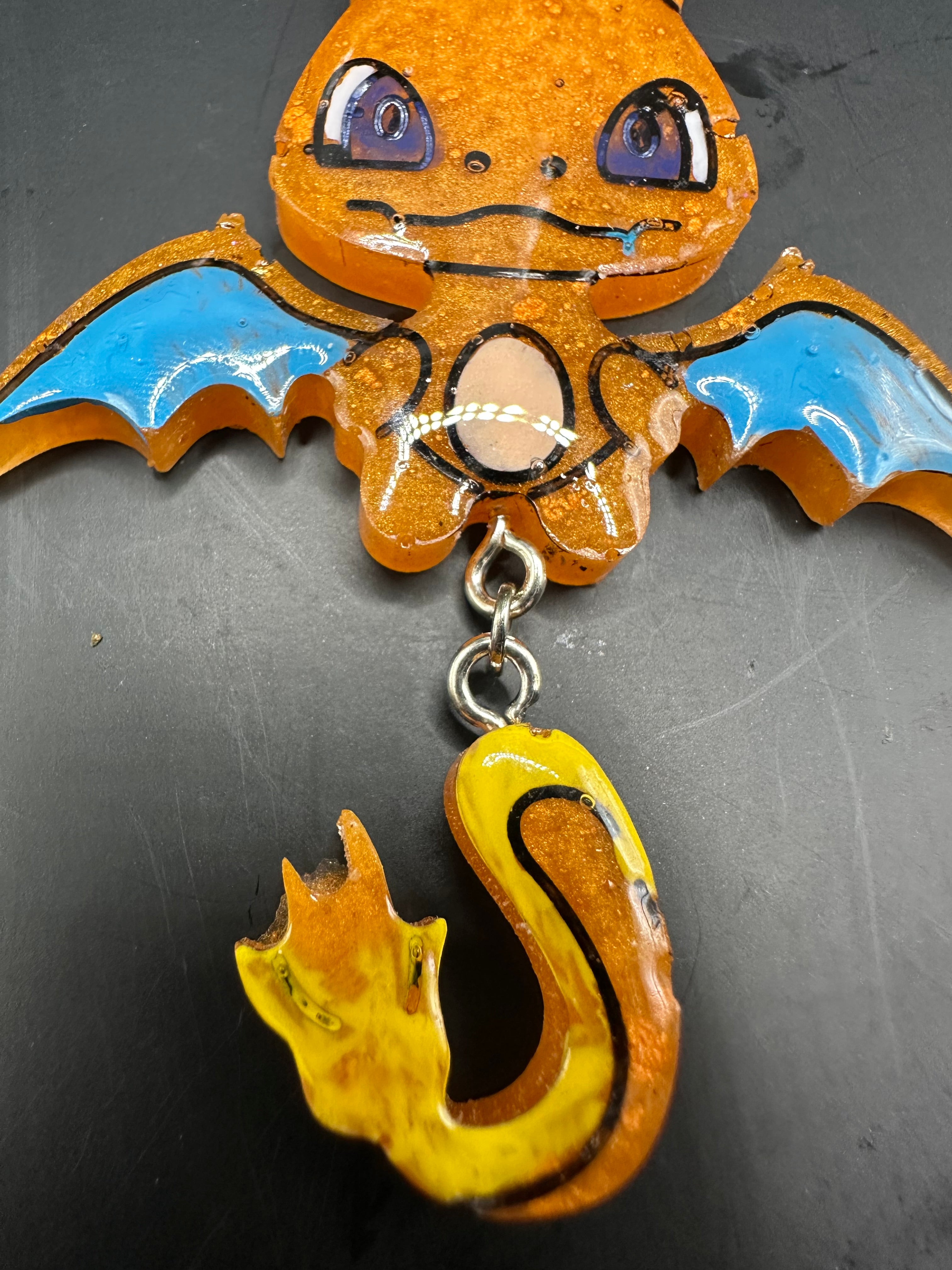 Chibi Charizard pokemon keychain charm handmade