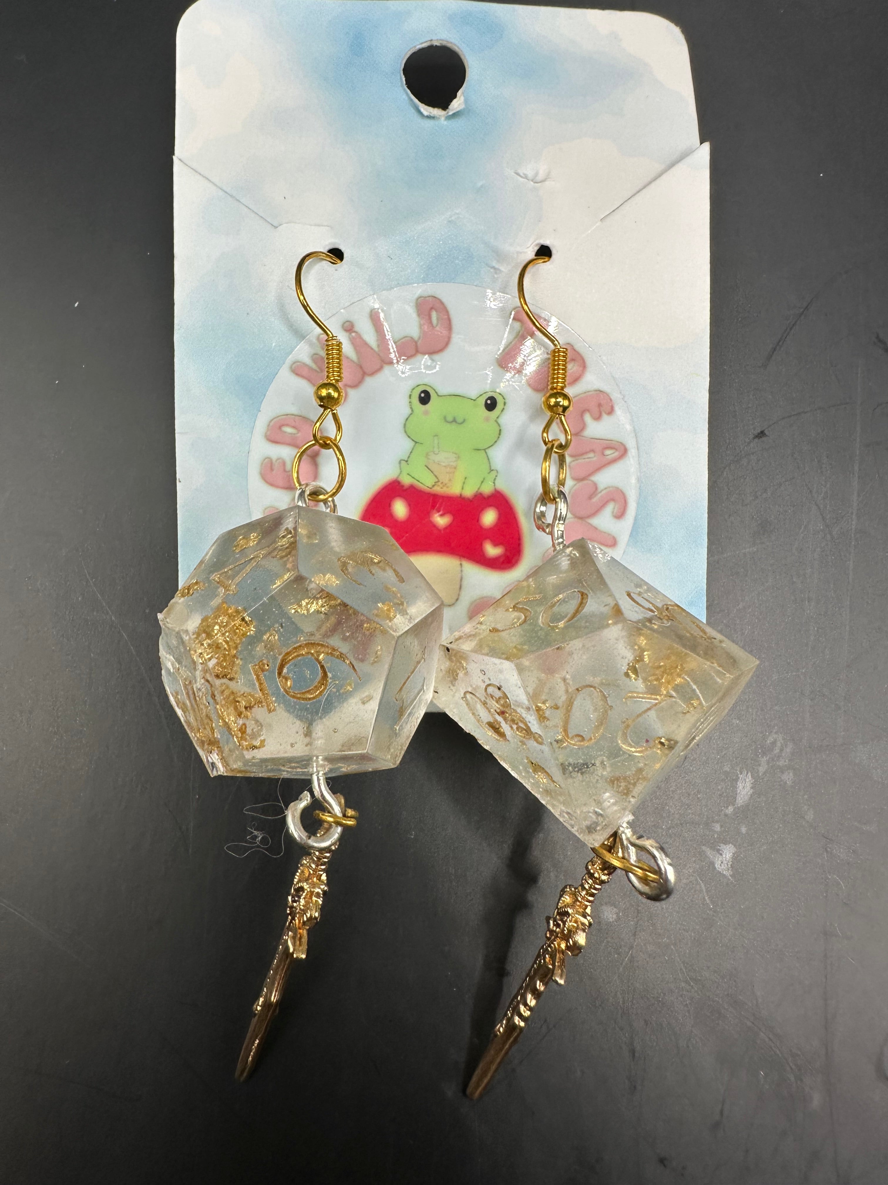DnD slice n dice dagger earrings