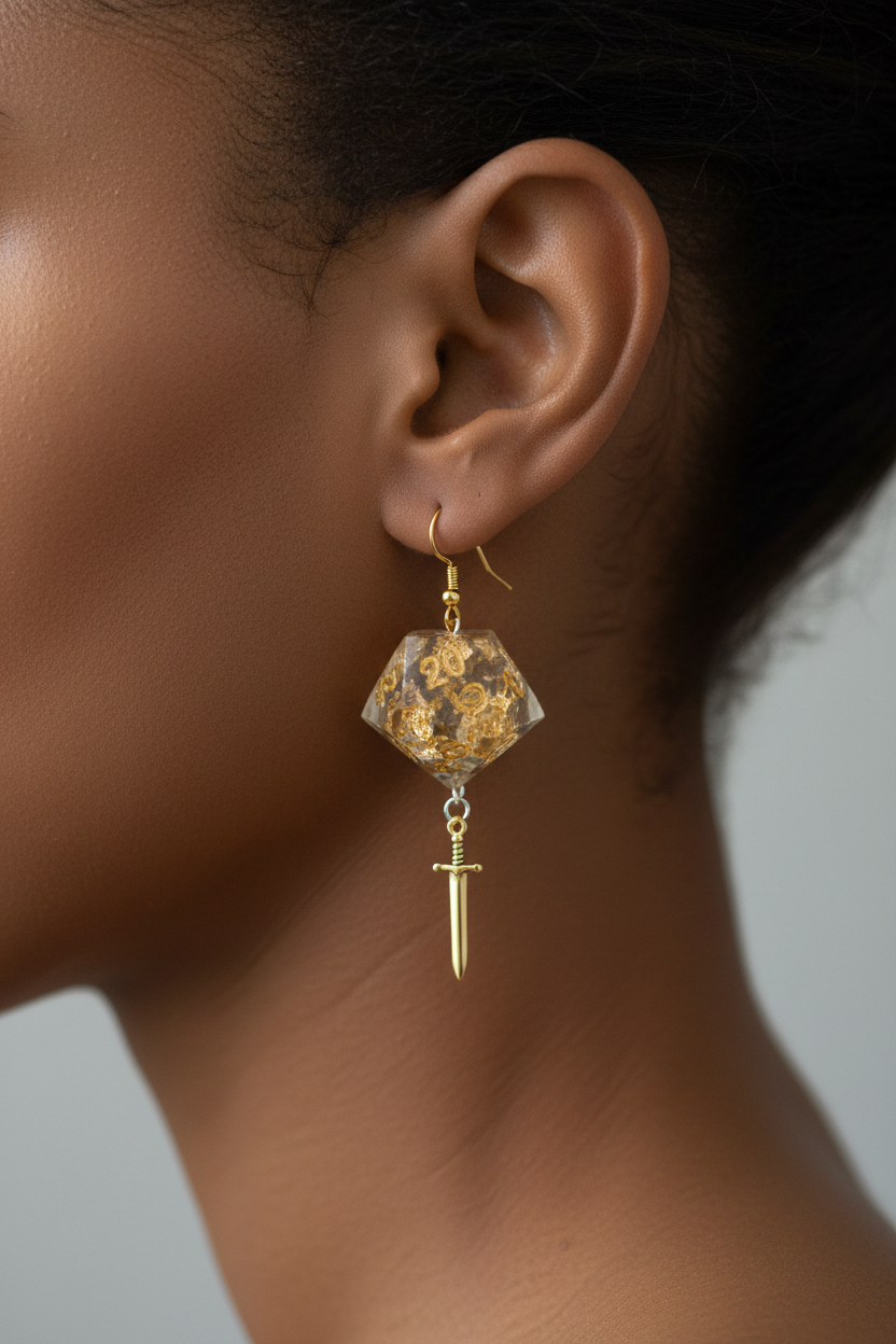 DnD slice n dice dagger earrings
