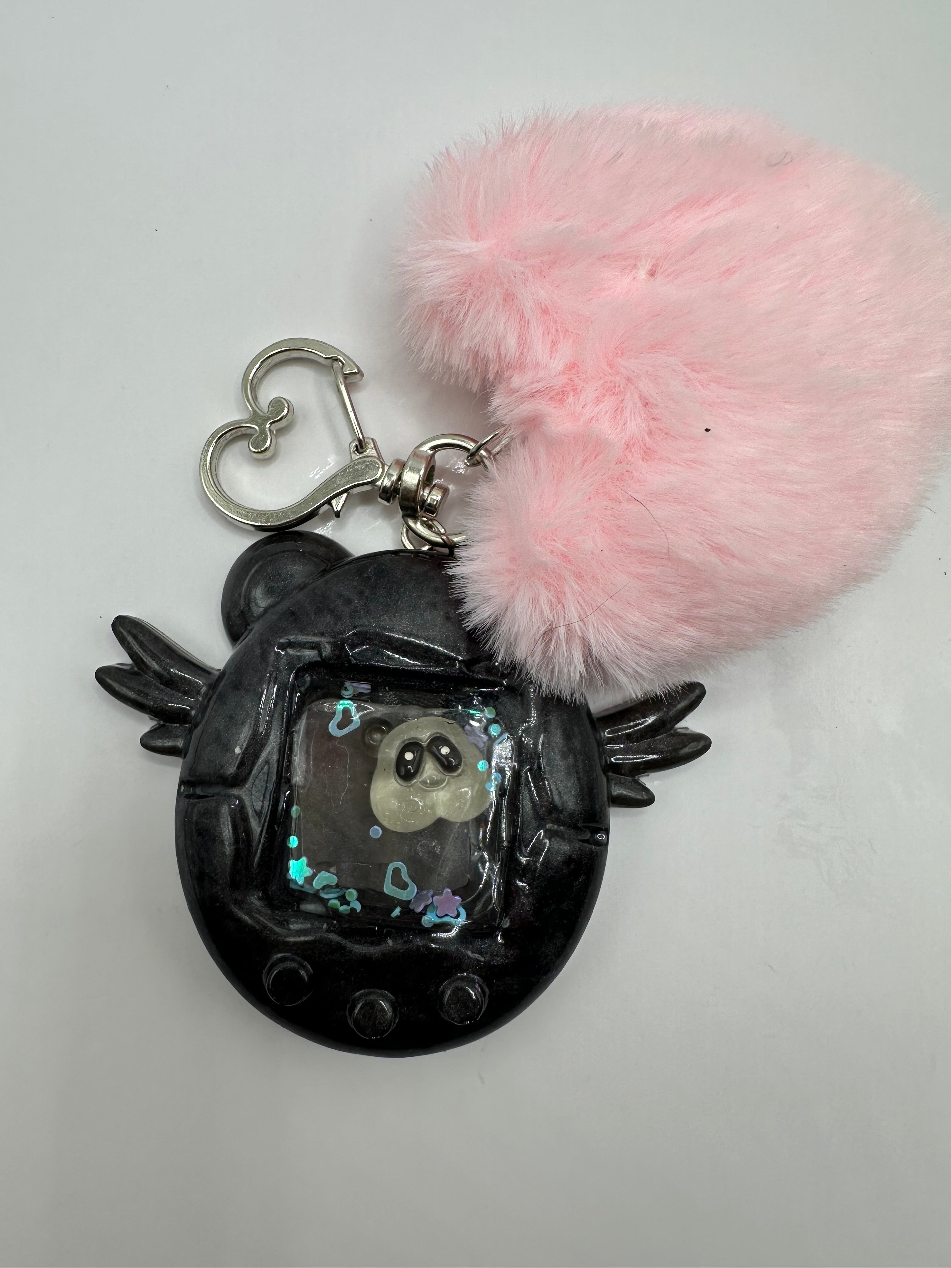 Panda tamagotchi shaker charm keychain purse charm