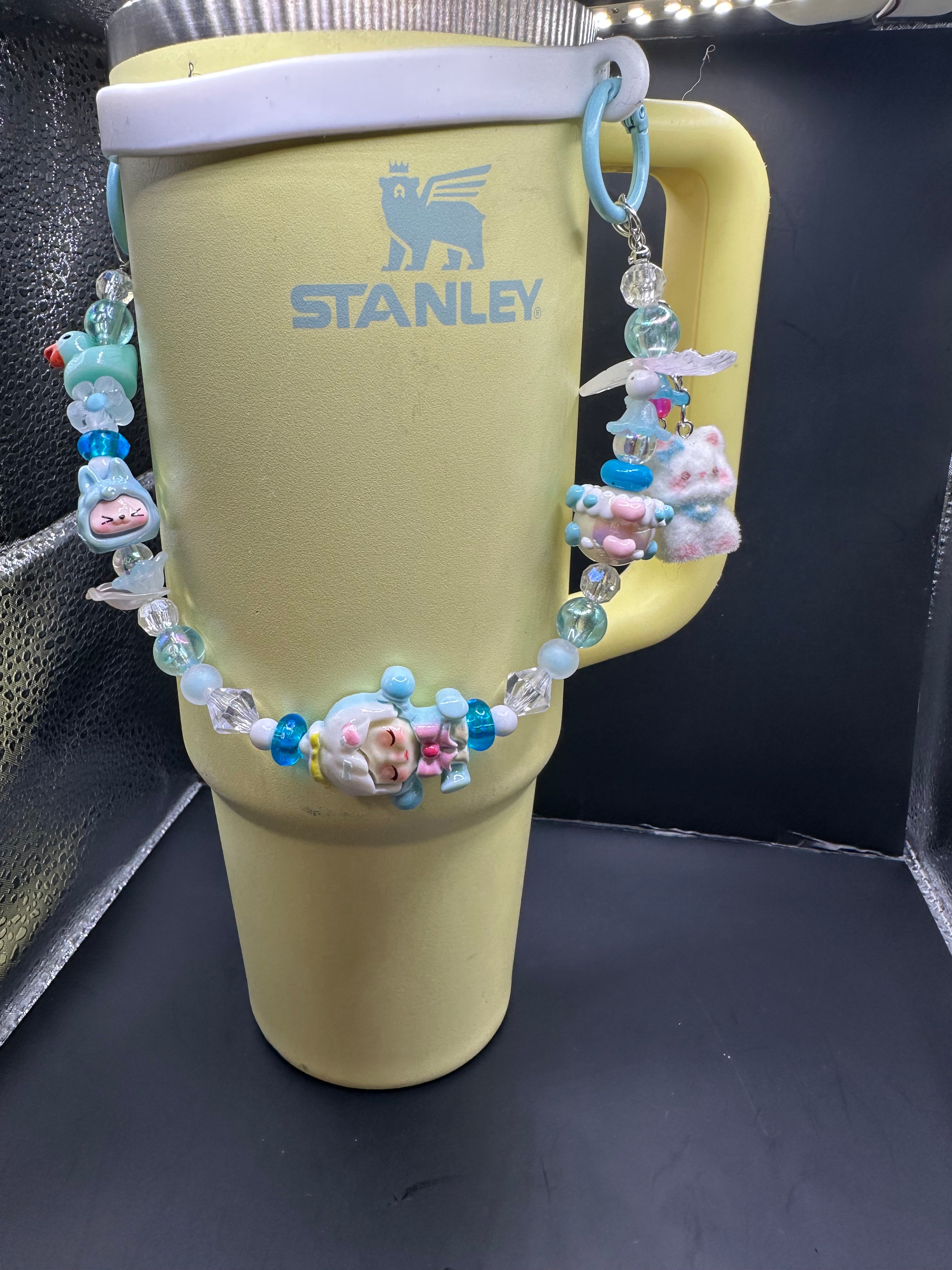 Kawaii charmed beaded cup handle