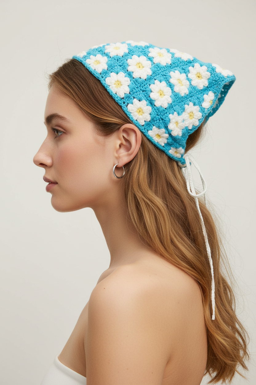 Crochet daisy bandana