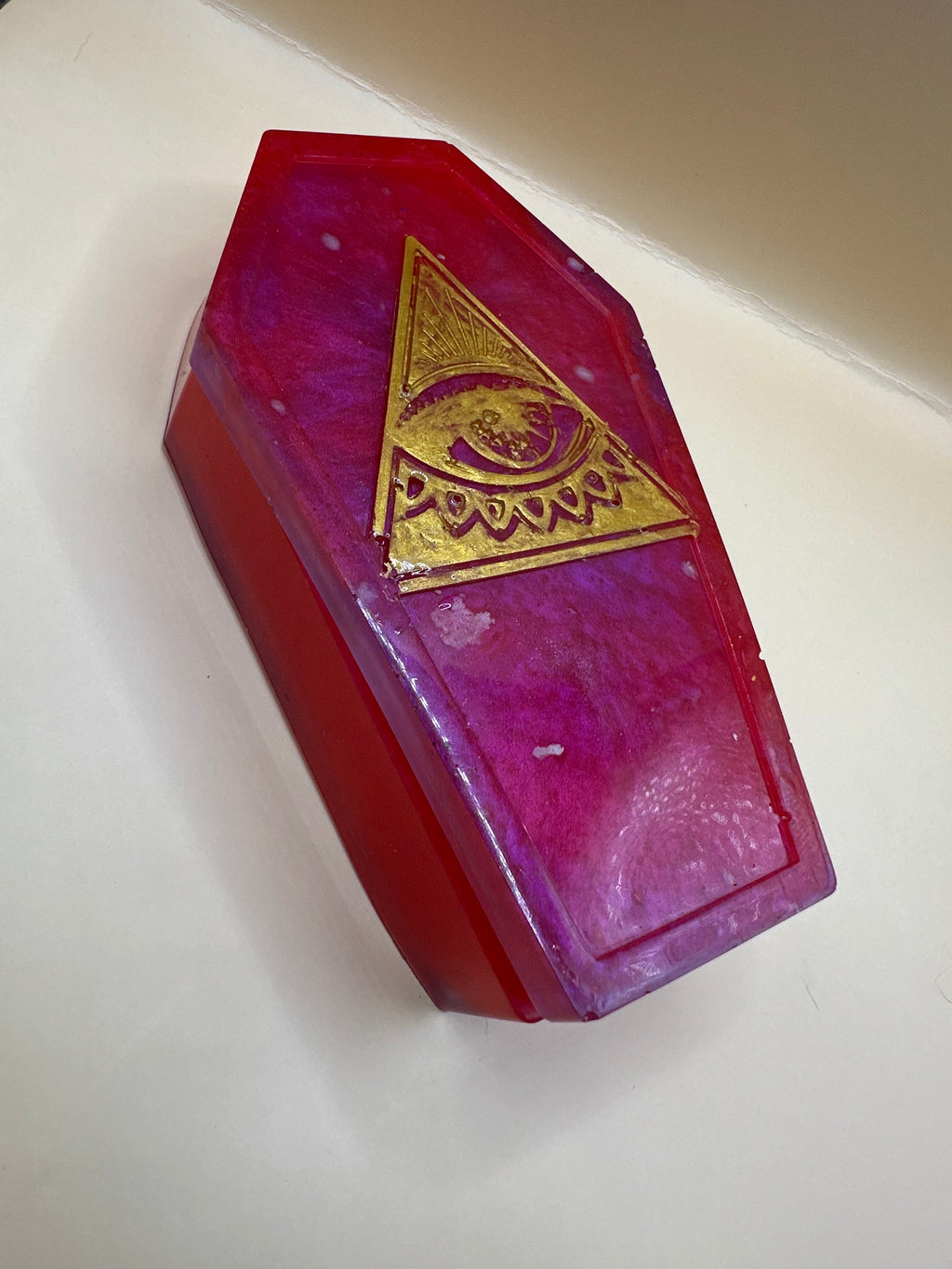 Handmade resin coffin trinket jar