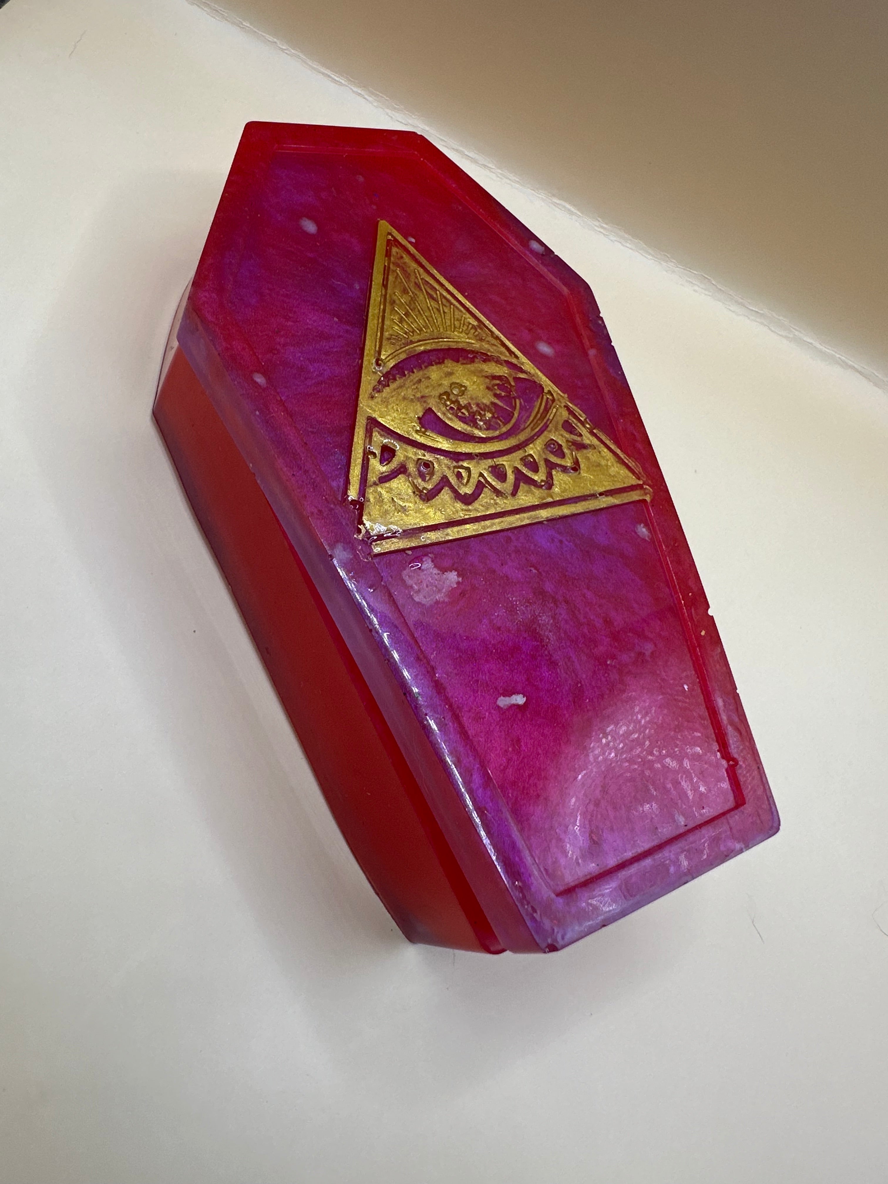 Handmade resin coffin trinket jar