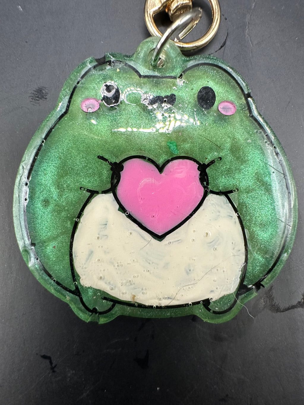 Frog with heart mini keychain