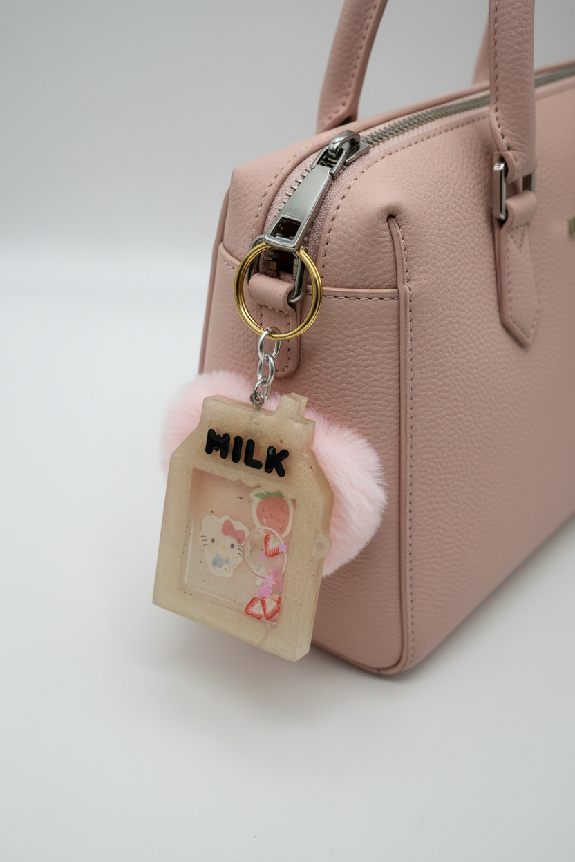 Kawaii hello kitty handmade milk carton shaker charm