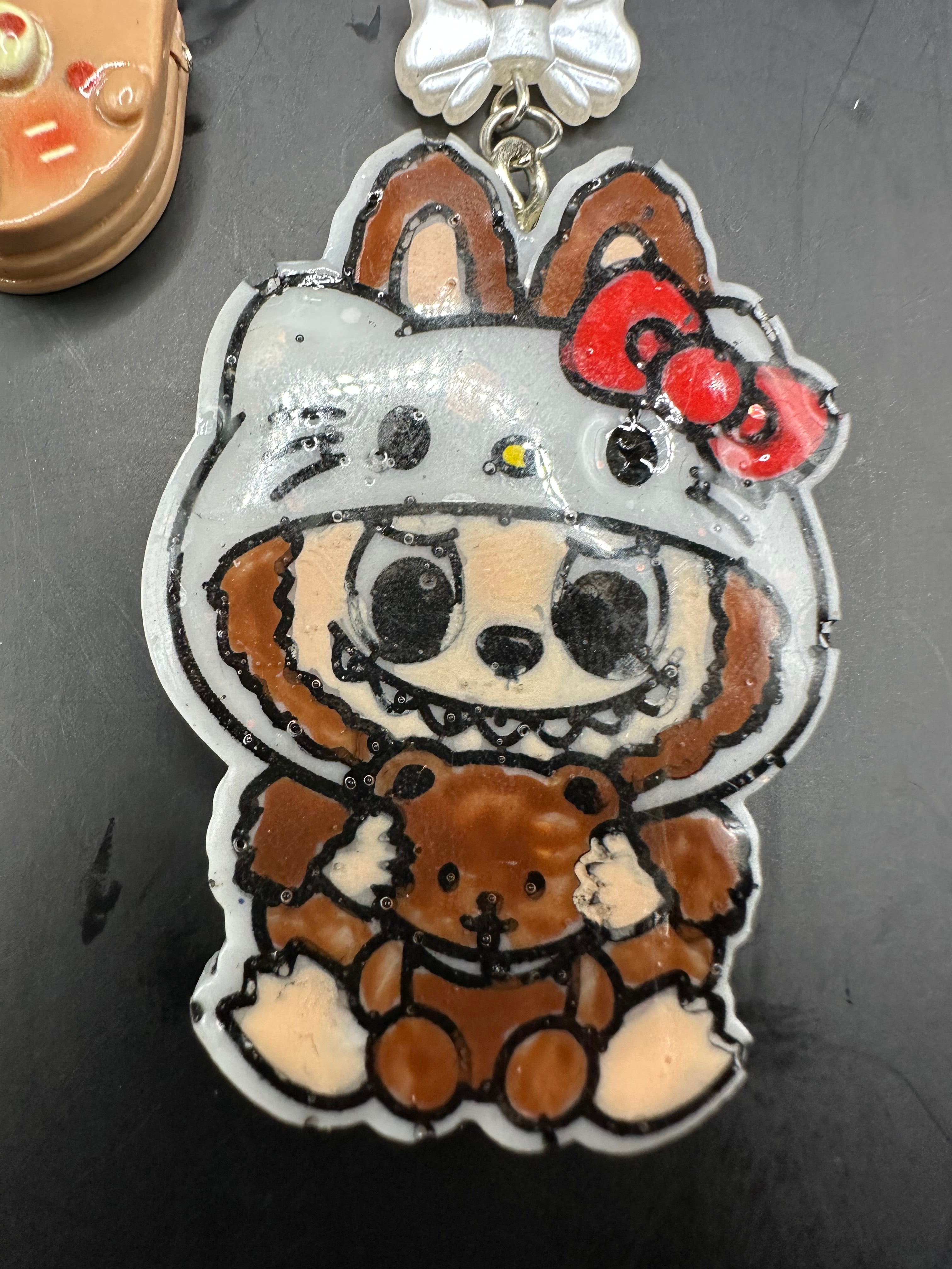 Labubu x Hello kitty pop mart Sanrio handmade keychain charm