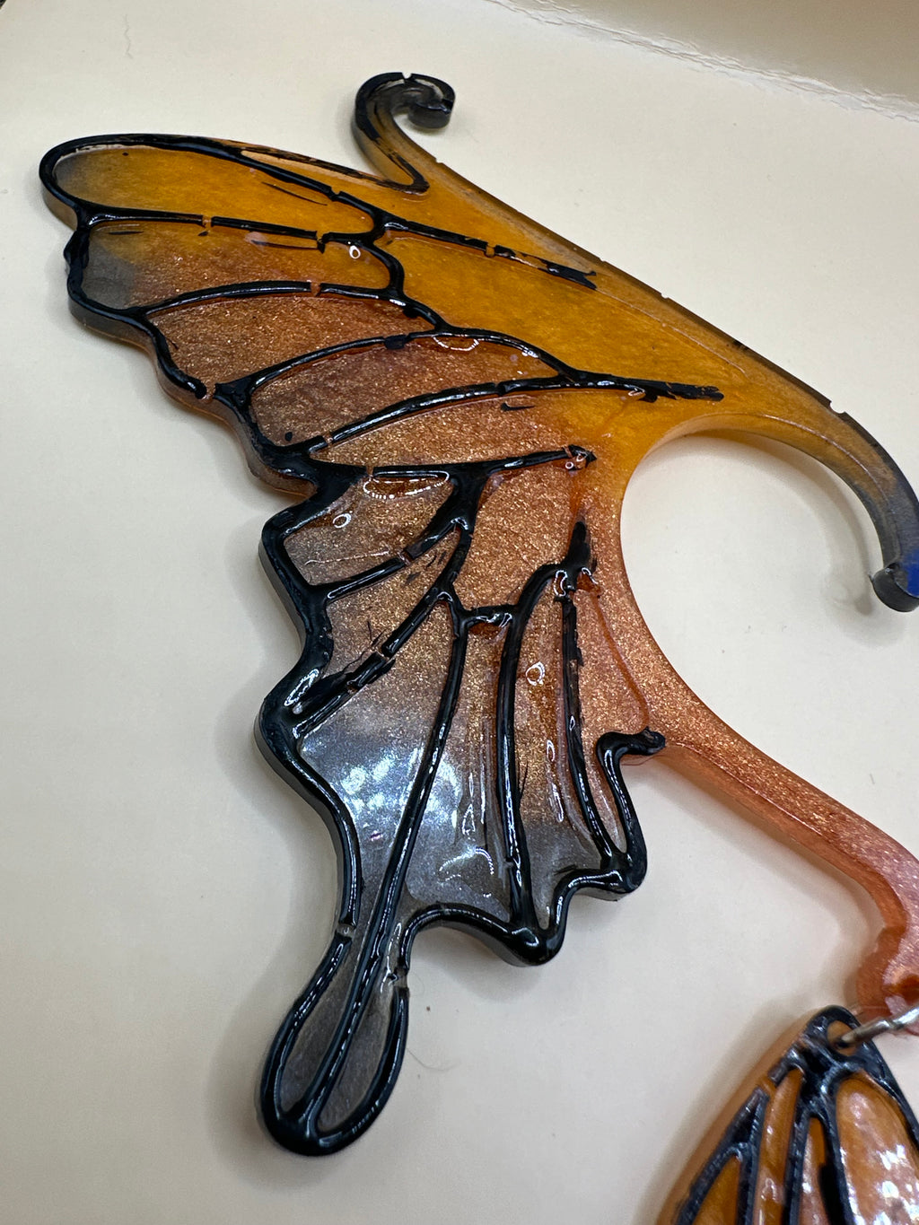 Monarch butterfly handmade resin fae ear cuffs