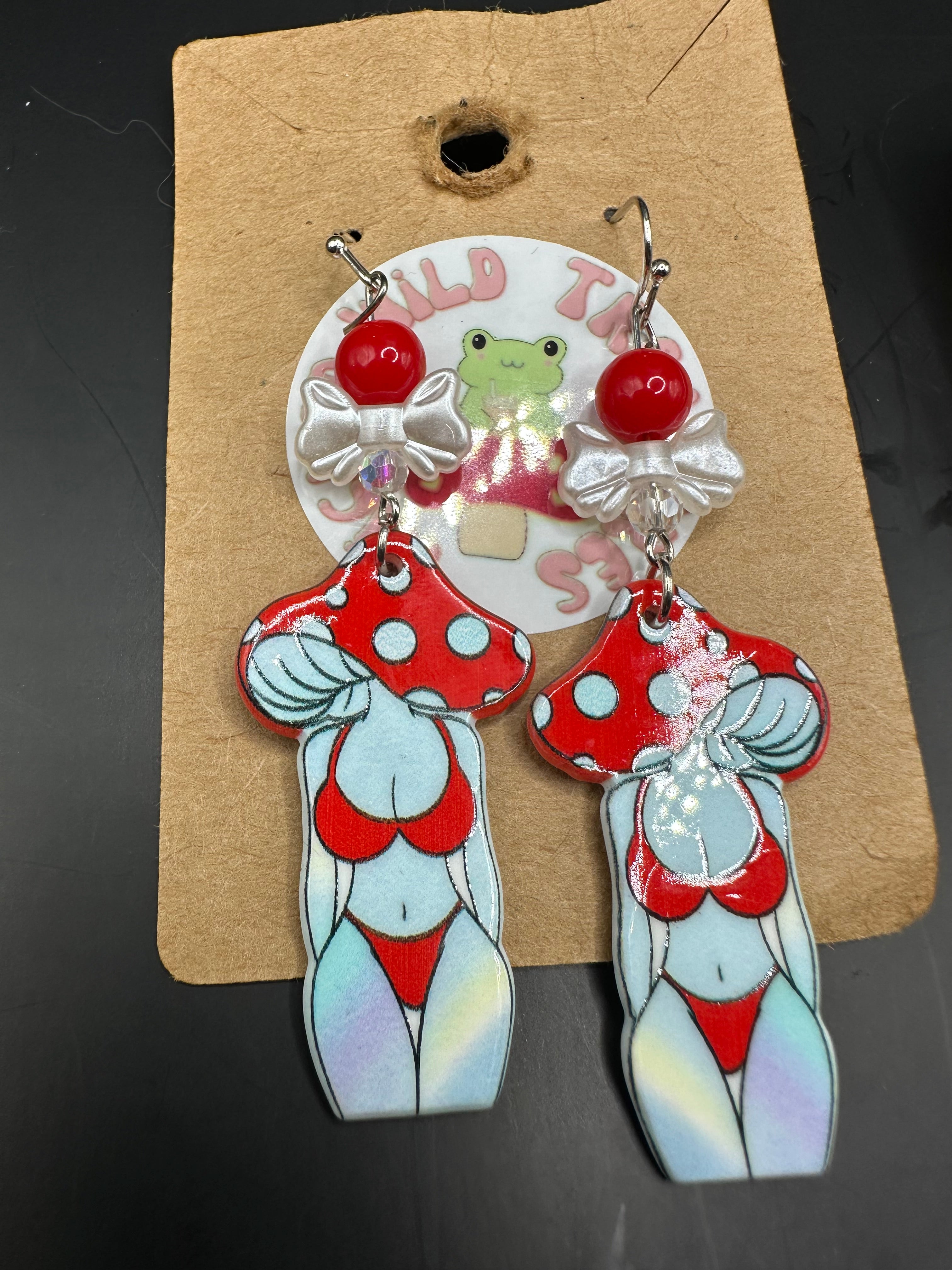 Mushroom babe handmade earrings