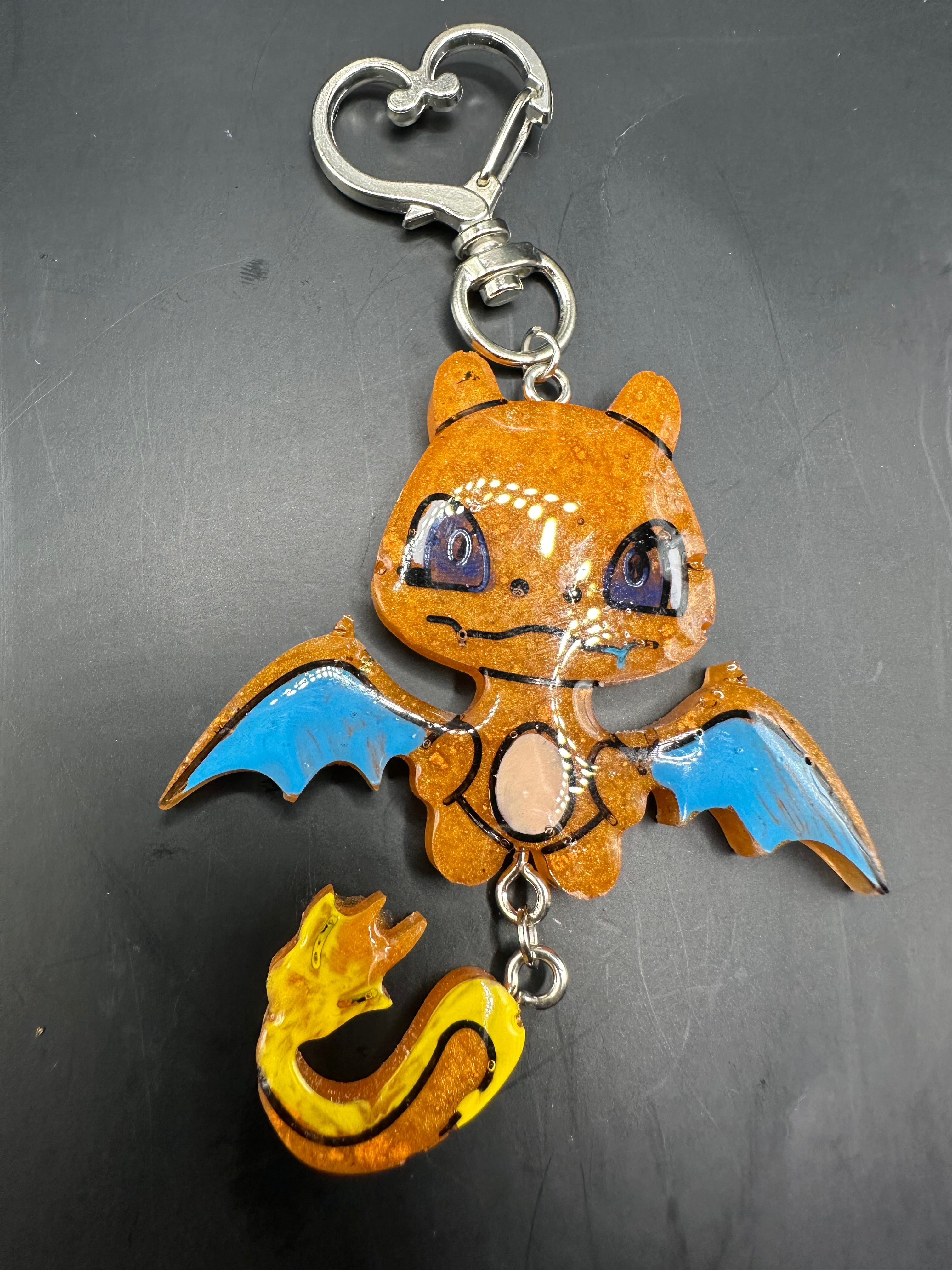 Chibi Charizard pokemon keychain charm handmade